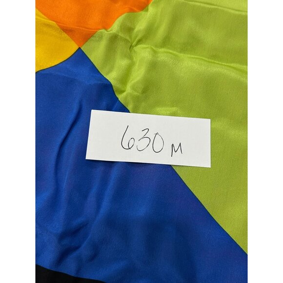 Linda Dano Multicolor Geometric Square Scarf Shawl Wrap Lightweight Retro - Picture 5 of 8